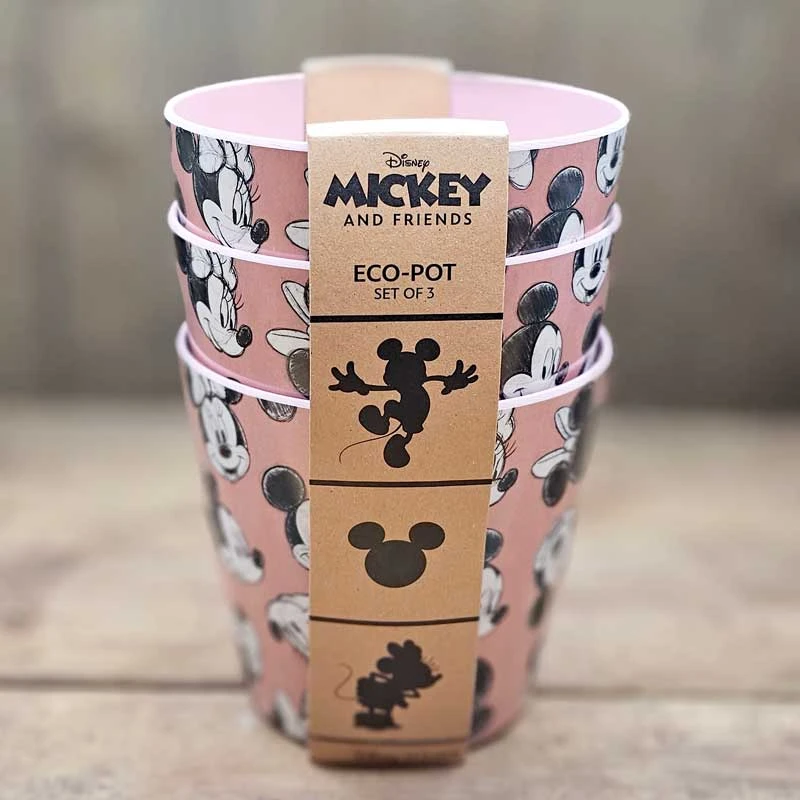 Eco Bambukruka 3-set Mickey, Rosa 3 Eco Bambukruka 3-set Mickey, Rosa