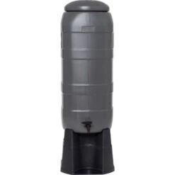 Regntunna Med Lock/kran/fot/anslutning, 100 L Grå