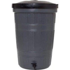 Regntunna Med Lock/kran/anslutning, 200 L Grå