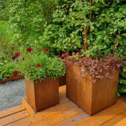 Kruka Corten Utan Botten 45x45x55 Cm -Hot Sale Wexthuset Store utekrukor corten rost pa terrass 2