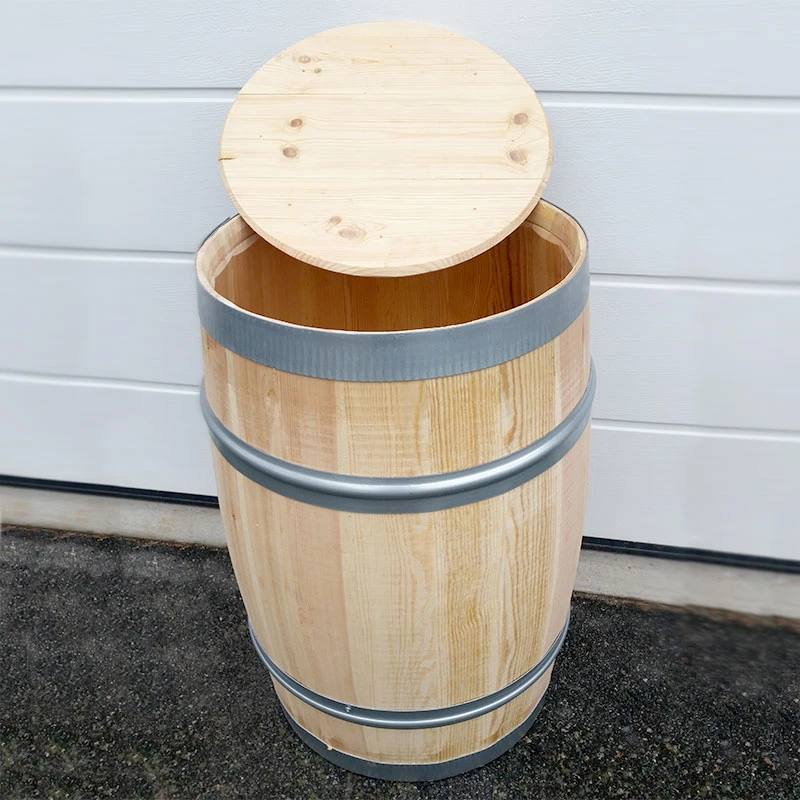 Vattentunna I Trä Med Lock, 60 L 3 Vattentunna I Trä Med Lock, 60 L
